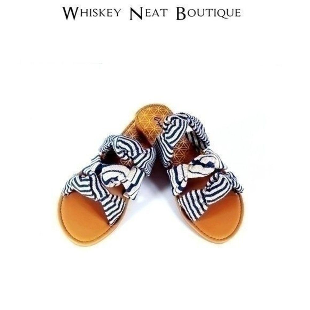 Striped Knit Knot Slide On Sandals - NWT - Size 6 - Picture 7 of 8